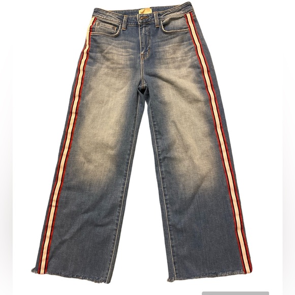 L'Agence Womens Blue Light Wash Striped High Rise Straight Leg Jeans Size 27 - Picture 1 of 9